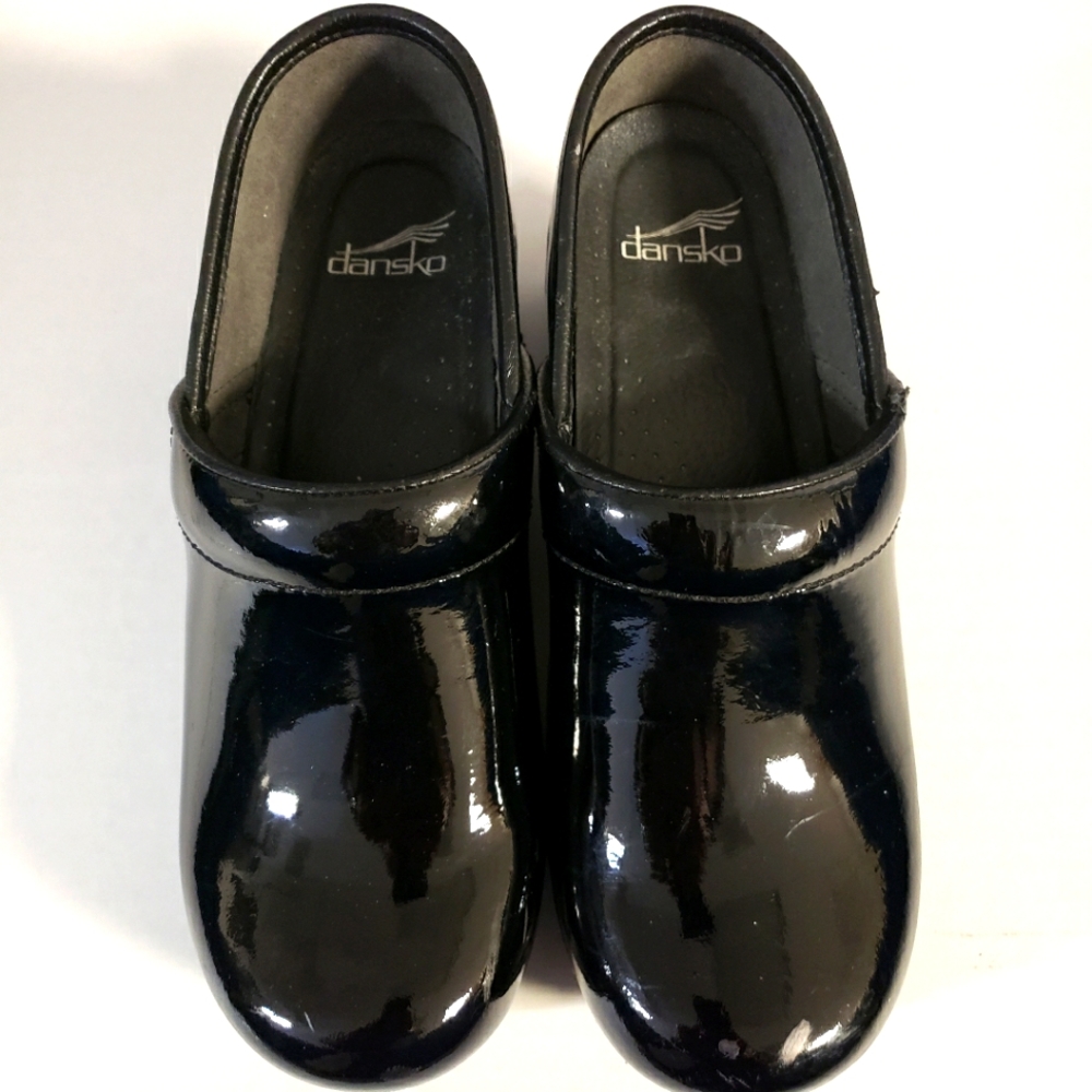 Dansko Women's Professional Nursing Clogs Shoes Size 38 Patent Leather Black EUC